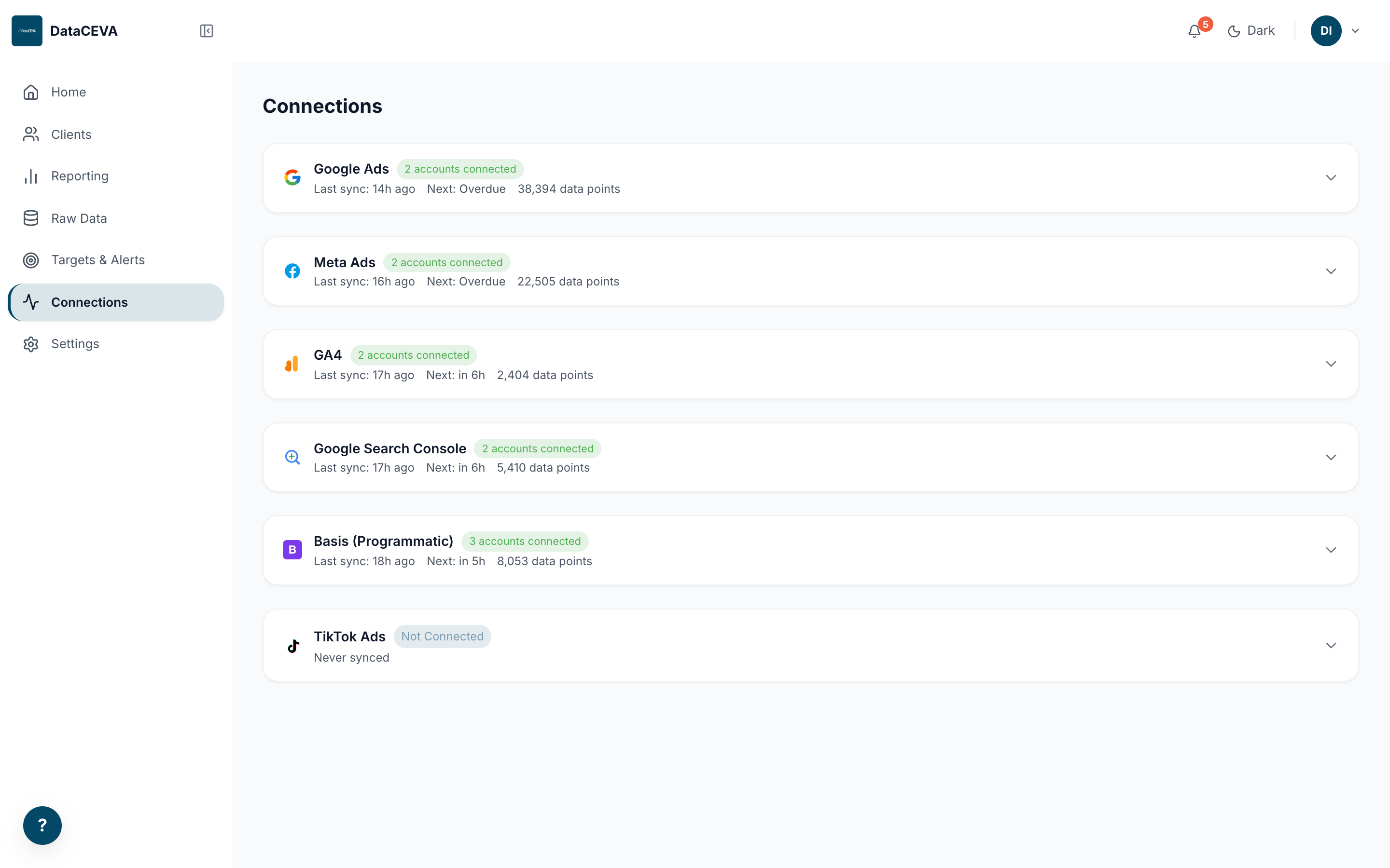 Connections screen
