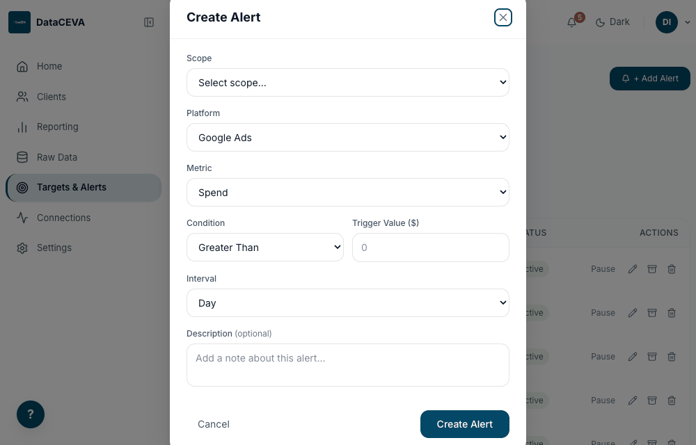 Adding an alert